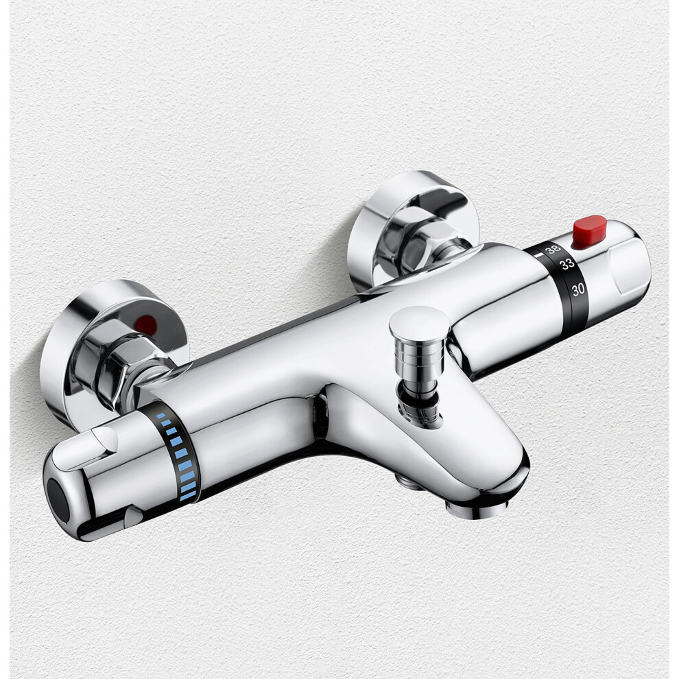 Thermostatic Bath Shower Mixer Tap Wall Mounted 150Mm Exposed Thermostatic Shower Mixer Taps, Bath Taps With Bathtub Filler Spout, Brass, Safety 38C 31333887