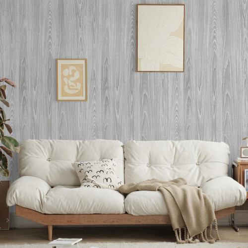 Abyssaly Wood Effect Sticky Back Plastic Roll, Grey Vinyl Wrap Self Adhesive Wal
