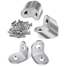 JatilEr 20 Pcs Angle Brackets, 20  20mm Right Corner 90 Degree L Shaped Bracket, Stainless Steel Corner Brace With 40 Screws for Wood Furniture