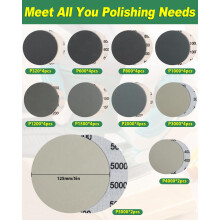 Bolatus 36Pcs 125mm Sanding Discs Wet and Dry Hook and Loop Round Sand