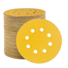STEBRUAM 100pcs 125mm sanding discs, Sanding Discs Pads for Random Orbital Sander pads and All Oscillating Tools, yellow sanding discs 125mm Hook and