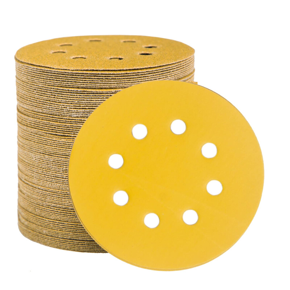 Stebruam 100Pcs 125Mm Sanding Discs, Sanding Discs Pads For Random Orbital Sander Pads And All Oscillating Tools, Yellow Sanding Discs 125Mm Hook And 36491483