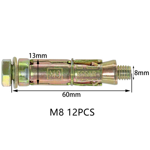 12 PCS Heavy Duty Expansion Bolts,Shield Anchor Bolts (M8) 1