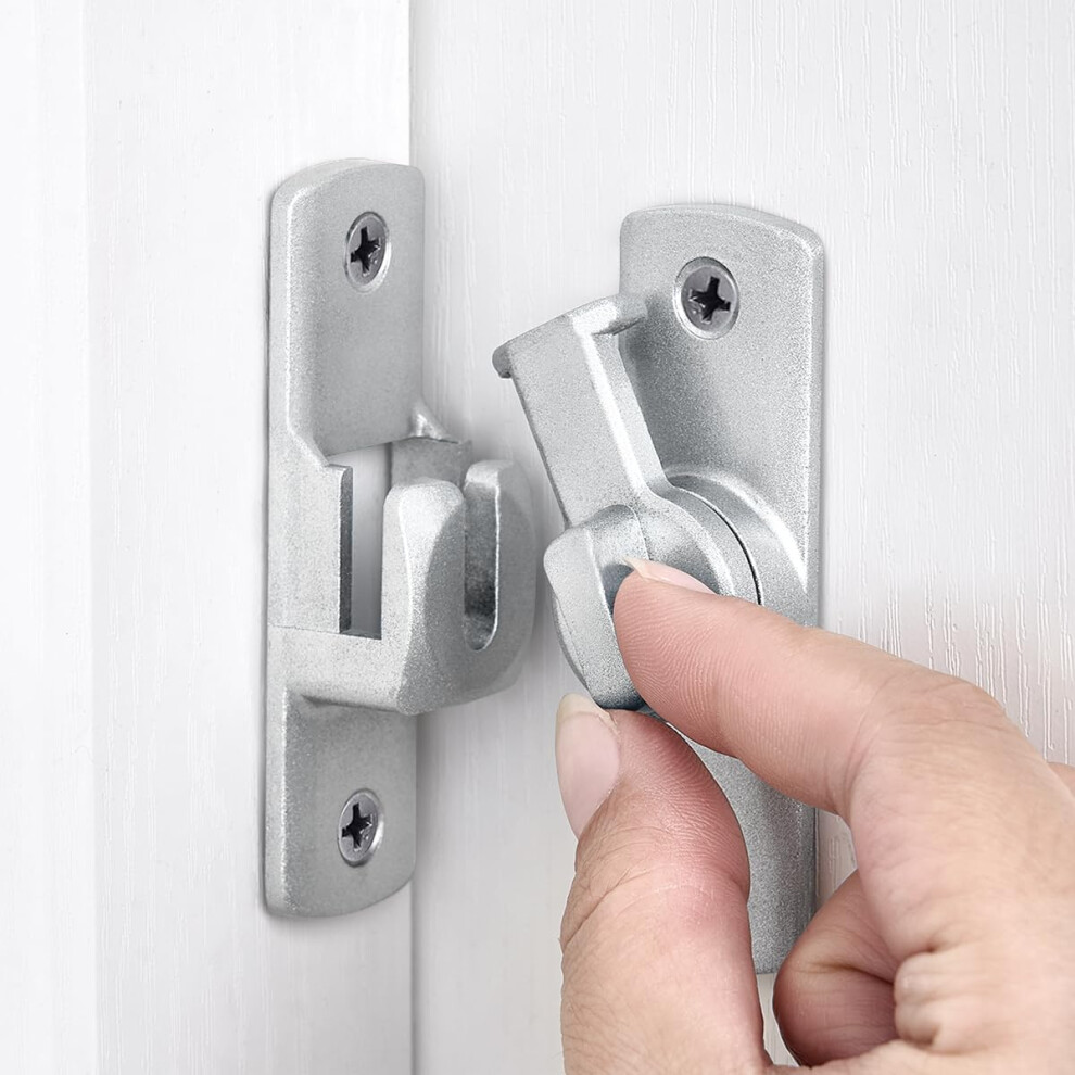 Iniret Silvery Barn Door Latches,90/180 Degree Gate Lock,Aluminum Alloy Right Angle Door Lock Latch,Flip Gate Latches Hardware,Door Security Sliding 91385123