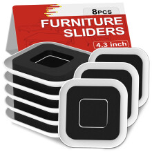 NIUXX Furniture Sliders for Carpet, 8 Pack 11 cm Appliance Sliders with Grooves Design, Square Heavy-Duty Furniture Gliders Moving Pads for Bed Sofa