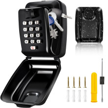 Knasin Key Safe Wall Mounted Outdoor - Police Approved Key Lock Box with 12 Digit Code, Weatherproof & Heavy-Duty Design for Home, Garden, Office, Sc