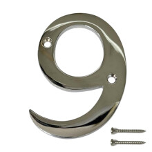 Chrome Door Numbers Screw On 3 Inch Number 9 Door Number Elegant and Bold Door Numerals Suitable for All Door Types Including Wooden uPVC and Composi