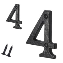 Antique Black Door Numbers Screw On 3 Inch Cast Iron Number 4 Door Number Elegant and Bold Door Numerals Suitable for All Door Types Including Wooden