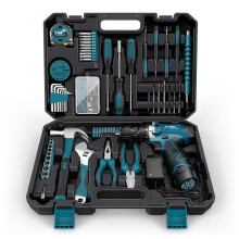 Sundpey Home Tool Kit 206-PCs - Household Tool Set with 12V Cordless Electric Screwdriver Drill Set - Portable Starter Power Tool Combo Kits - Basic