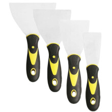 4 Pack Paint Wallpaper Scraper Set, 2'', 3'', 4'', 5'' Stainless Steel Paint Scraper Set with Soft Handle, Plastering Tools for Drywall