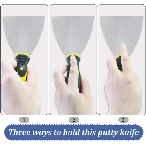 4 Pack Paint Wallpaper Scraper Set, 2'', 3'', 4'', 5'' Stainless Steel Paint Scraper Set with Soft Handle, Plastering Tools for Drywall 2