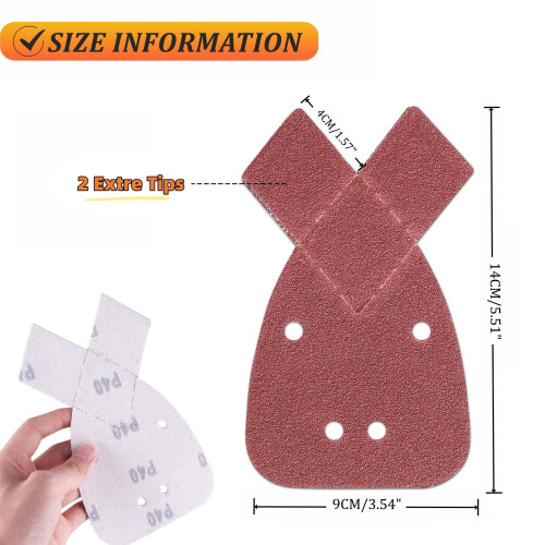 60PCS Black and Decker Mouse Sander Pads,4-Hole Hook and Loop Sanding Pads with Extra 2 Replacement Tips 2