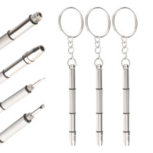 3PCS 4-in-1 Mini Glasses Screwdriver & Repair Kit, Multifunctional Keychain Tool for Eyeglasses, Sunglasses, Watches and Jewellery Fixing - 4 Precisi