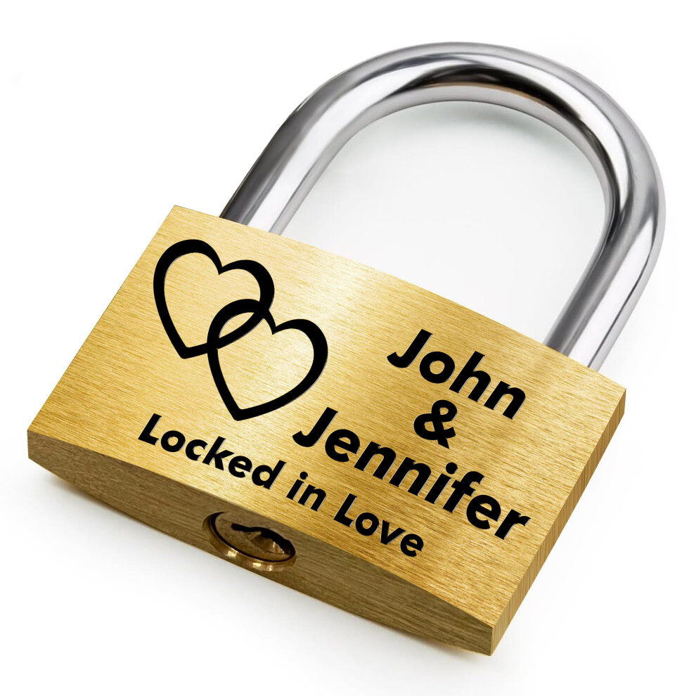 Personalised Engraved Padlock, Heart Padlock For Wedding, Anniversary, Valentine's, Travel, Love Locks With 3 Keys & Gift Box For Lovers(Linked Heart 5002795919777