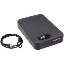 Amazon Basics Portable Security Lock Box Safe with Combination Lock for Documents and Jewelry, XL, Black