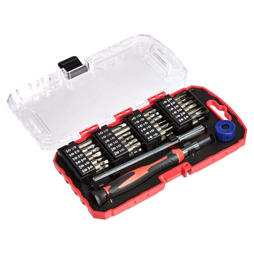 Amazon Amazon Basics 51-Piece Precision Screwdriver Bit Set, Black, Red, Silver