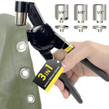 HAPDEN 6/10/12 Eyelet Punch Kit with Bag and 600 Different Eyelet Sizes, Complete Eyelet & Grommet Kit for DIY Tarpaulin Ring Repair and Installation