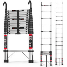5M Telescopic Ladder with Detachable Hooks Stainless Steel Heavy Duty Extendable Foldable Multi Purpose 16.5ft Ladder, More Sturdy and Durable than A