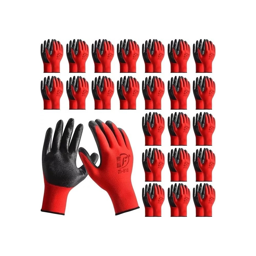 Ruiyang 24 Pairs Red And Black Worker Gloves Handling Safety Work Gloves General Handling, Builders Construction, Engineering, Maintenance, Material 62755702