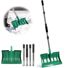 163cm Long Handle Snow Shovel, Heavy Duty Metal Snow Shoveling Tool with 41cm Wide Blade, Long Ergonomic Handle with Anti-Freeze Foam for Snow Remova
