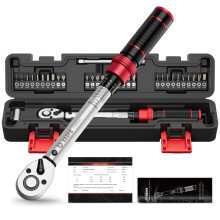 VANPO 32-Piece Bike Torque Wrench Set, 1-25 Nm, 3% Accuracy, 1/4" Click Torque Wrench Kit with Extension Bar & Socket Bits