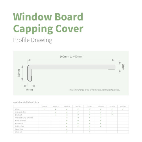 Window Board Sill Capping Cover (1.25m) - White, 150mm 1