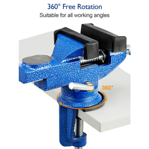 CROWNSHOP Bench Vice 360 Swivel Base Vices forWorkbench Portable Universal Workshop Clamp Adjustable Mini Table Bench Vice Clamp for Workshop Factor 2