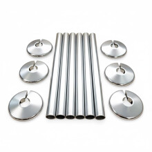 Radiator Pipe Sleeves and Collars for 15mm Pipework - Polished Chrome Effect (Pack of 6 Sleeves and 6 Collars)