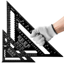 Flintronic 2 Pcs Speed Square Set, 18+30cm/ 7+12inch Aluminum Alloy Triangle Ruler, Metric Woodwork Square with Carpenter Pencil* 2, Carpenters Squar
