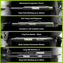 Tracer Pencil 5 Piece Construction Marker Kit with Storage Case Carpe