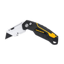 TOUGH MASTER Folding Utility Knife, Plus 4 Piece SK2 Blades, Retractable Function, Aluminium Alloy Handle, Comfortable Grip Ideal for Cutting Plastic