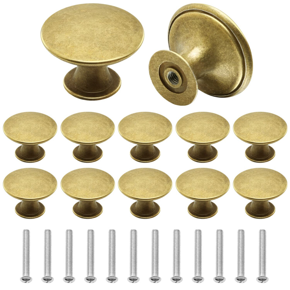 Juibao 12 Pcs Cabinet Door Knobs, Gold Drawer Knob, Antique Brass Door Knobs With Matching Screws For Cupboard, Cabinet, Drawer 94305265