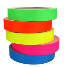AISEY Neon Gaffer Cloth Tape, Fluorescent Colors Pro Gaff Tape Duct Tape UV Blacklight Glow in The Dark Tape for UV Party, 5 Pack