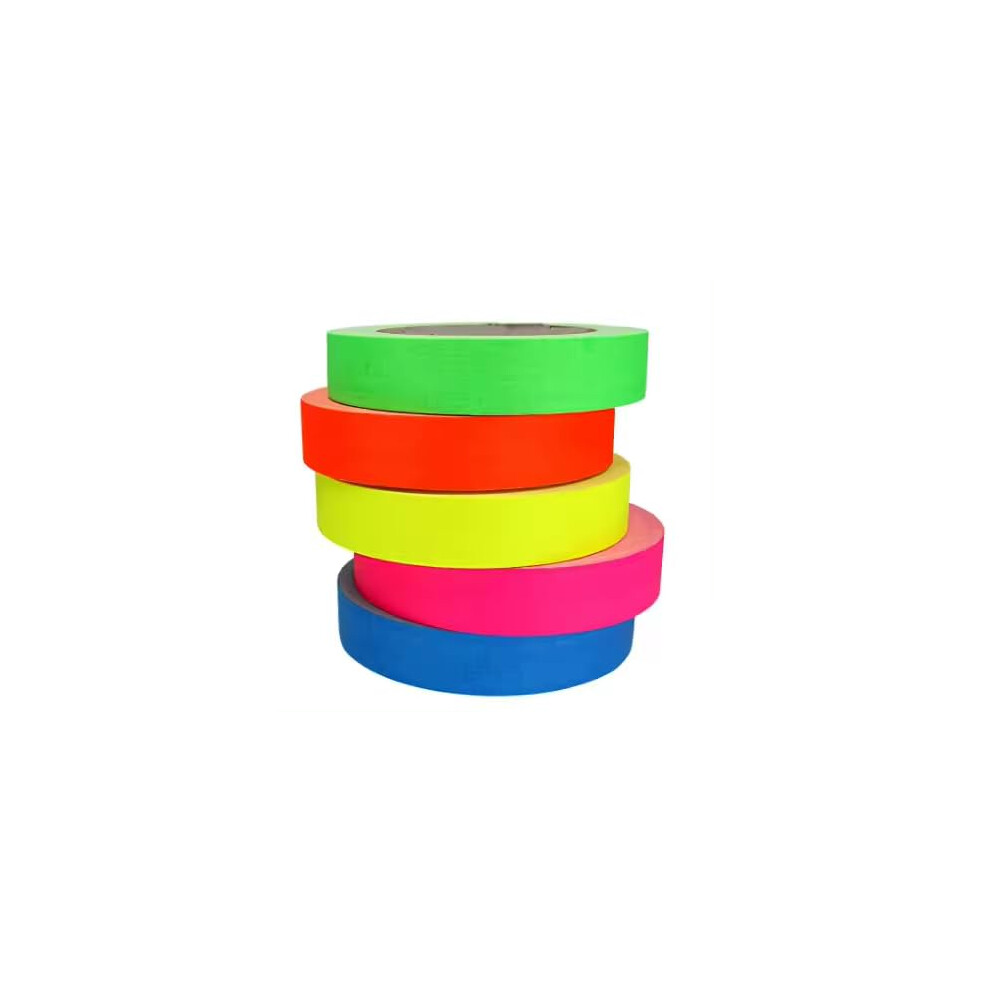 Aisey Neon Gaffer Cloth Tape, Fluorescent Colors Pro Gaff Tape Duct Tape Uv Blacklight Glow In The Dark Tape For Uv Party, 5 Pack 5051226601439