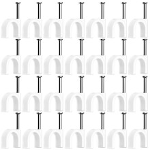 100 Pieces Wire Clips For Cables,Cable Clips White,Cable Wall Clips,Cable Tacks,Management Holder For Organiser Desk,Wall,Office And Home,Outdoor(4mm