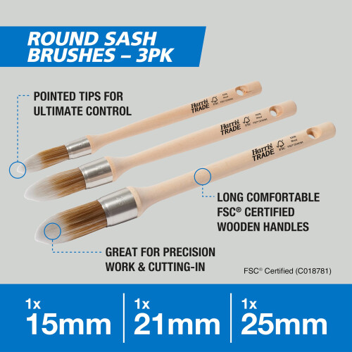 Harris Harris Trade Round Sash Brushes 3 Pack 2