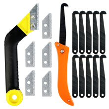 Pro Grout Removal Repair Tool Set - Long-handled Scraper, Angled Hand Saw, Grout Press Ball, Tapered Scraper and Rake for Tile Floor Cleaning and Rep