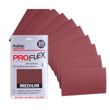 ProDec Advance 10 Sheets Medium Grade 80 Grit Proflex Ultra Flexible Crack Resistant Aluminium Oxide Abrasive Sanding Paper for Sanding Wood, Paint,
