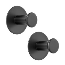 SAYAYO Self Adhesive Hooks 2PCS Black Sticky Coat Hooks for Hanging Towels Wall Hook for Bathroom Kitchen Home Door, SUS304 Stainless Steel, No Nails