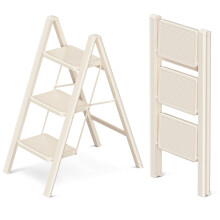 GameGem 3 Step Ladder, 3 Step Stool for Adults, Folding Step Ladder with Secure Footing, Widened Pedal, Aesthetically Pleasing Looking