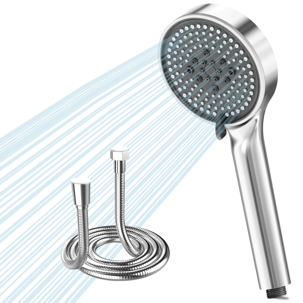 Vehhe Shower Head And Hose 1.5M, High Pressure Shower Heads With 5 Spray Modes, Large Shower Head With Anti-Clogging Liquid Silicone Nozzles 5051226648236