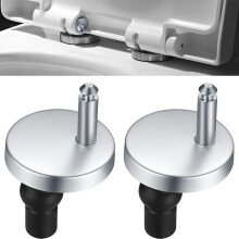 Quick Release Toilet Seat Fixings Universal Toilet Seat Hinge Fittings 2 Pack for WC Toilet Blind Holes (Silver, Single-Basin)