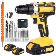 21V Cordless Electric Screwdriver Set - 42N.m (420in-lb) Torque, 21500mAh Batteries & Charger, 25+2 Speed, 30pcs Accessories with Case, Forward/Reve