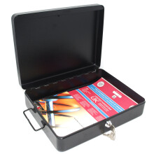 Lockable A4 Document Storage Box, 12 Inch (30cm) Steel Security Box with Bolt Down Floor Mounting Kit for A4 Documents, Medication and Valuables