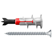 fischer DuoBlade S LD, self-drilling plasterboard plug with chipboard screw, strong plug for fast and easy installation in gypsum plasterboard and fi