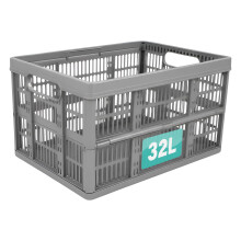 Optimal Products Strong Folding Collapsible Plastic Storage Crates Boxes Stackable Basket 32L (PACK OF 1)