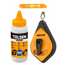 Tolsen Chalk Line Reel Set - Heavy Duty, Fast Rewind, Builders Chalk String Kit - 30m (100ft) Line