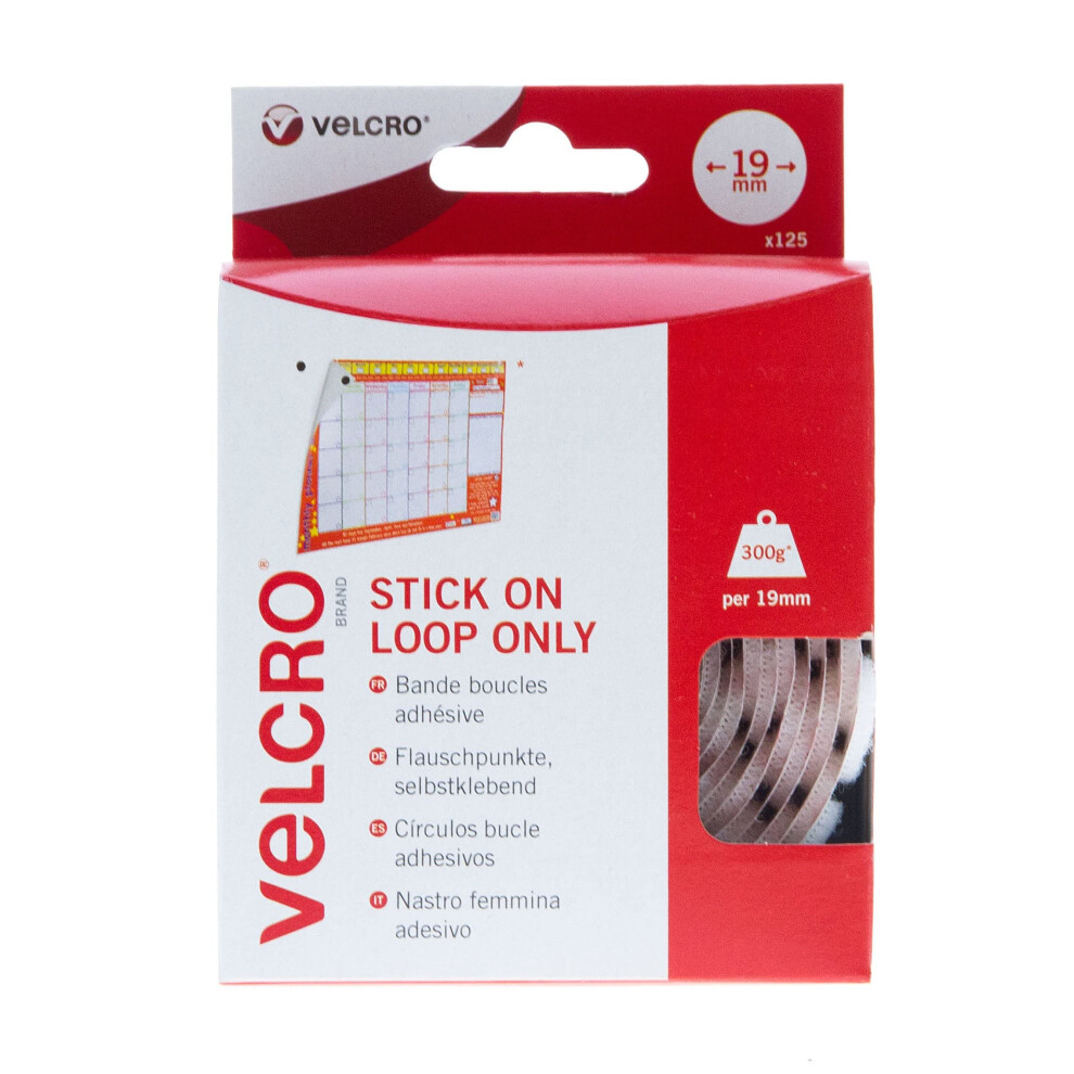 Velcro Brand | Stick On Coins | Loop Side Only | Double Sided Self Adhesive Sticky Coins Perfect For Room Décor & Home, Office, Garage Use | | White