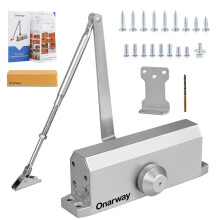 Onarway Door Closer Adjustable Automatic Size 4 Spring Hydraulic for Home & Commercial Use with Fitting Template, for 65~85kg Weight Door, Regular, T