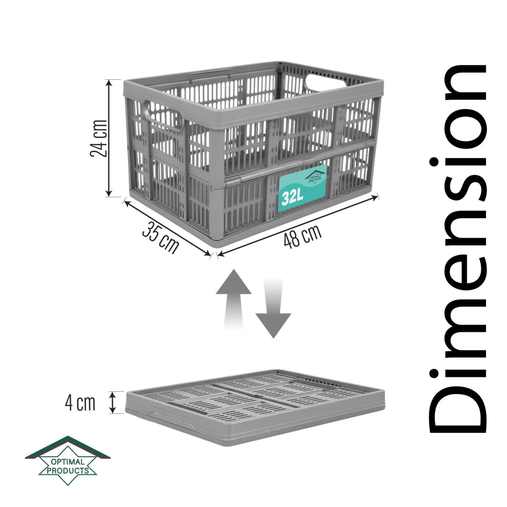Optimal Products Strong Folding Collapsible Plastic Storage Crates Box 5006336861426